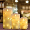 thumbnail image 2 of Led Flameless Candles With Remote, Battery Operated Candles With Silver Fairy String Lights, Indoor Electric Candles, 2 of 5