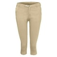 thumbnail image 4 of vigerkar Women's Capri Leggings High Waisted Pull on Stretch Cropped Skinny Pants Regular & Plus Size Khaki, S, 4 of 4