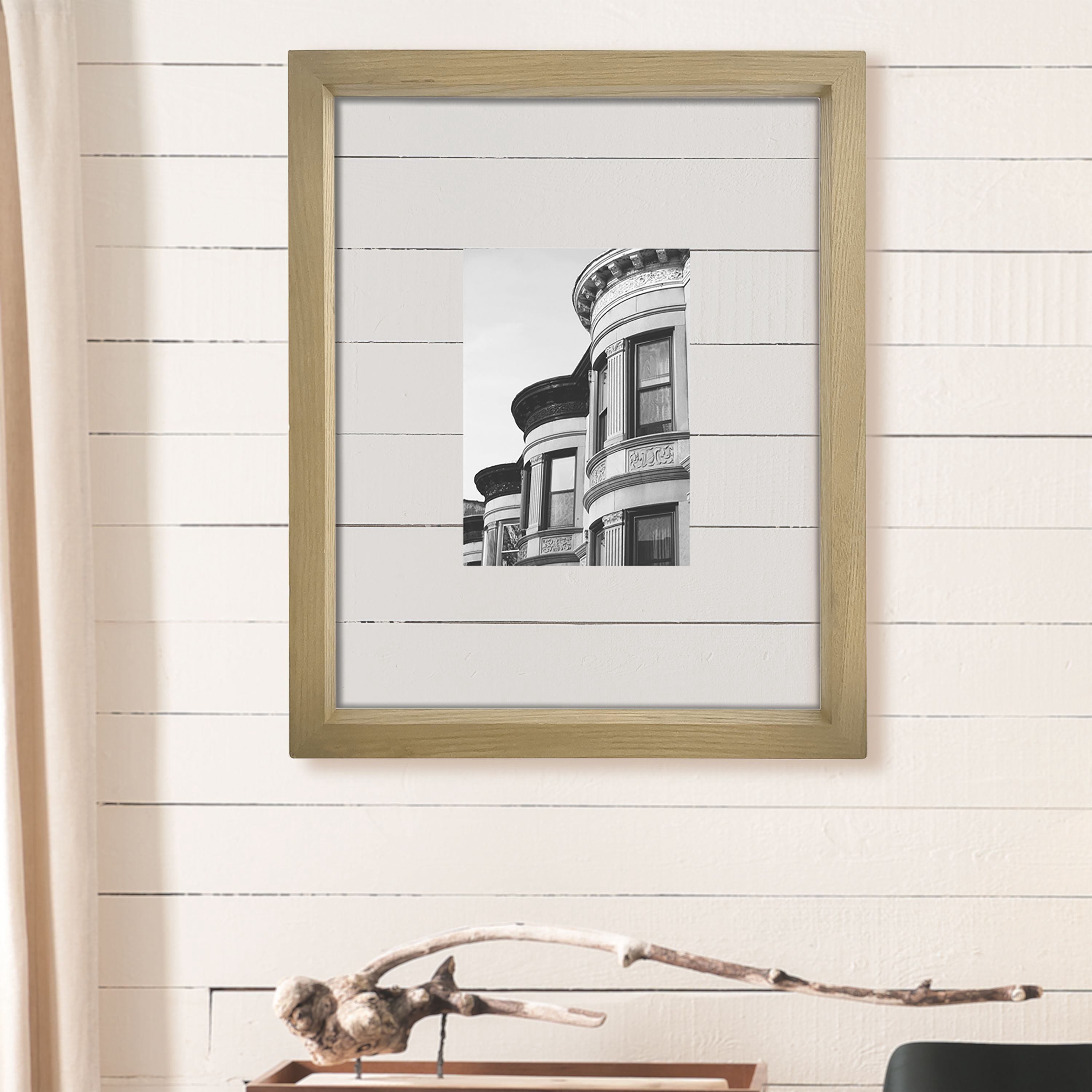 Better Homes & Gardens 11x14 Floating Gallery Wall Picture Frame, Natural Wood, Non Glare