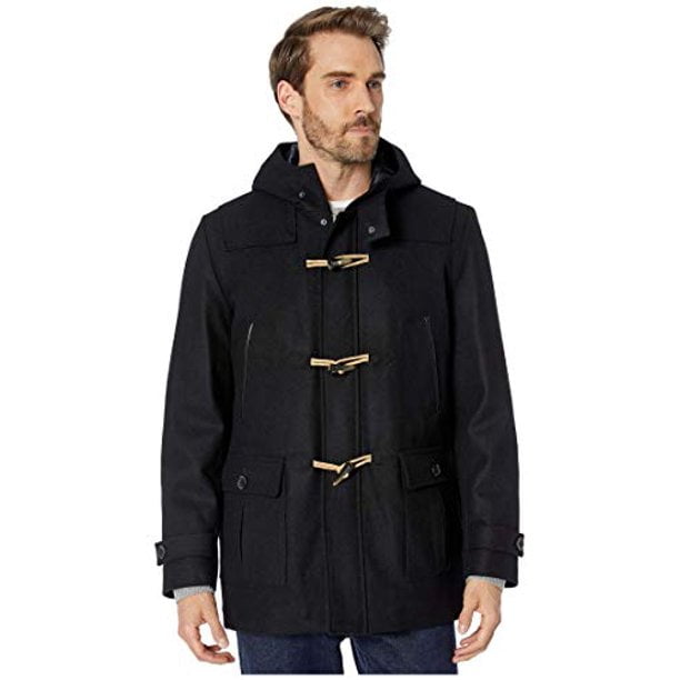 Nautica Hooded Wool Toggle Coat, Black, Small