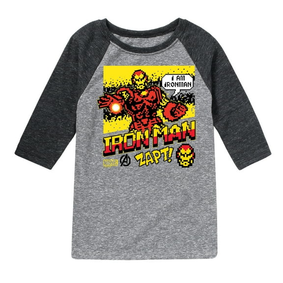 Marvel Iron Man - 8 Bit Pixelated - Toddler And Youth Raglan