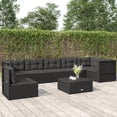 thumbnail image 1 of vidaXL 7 Piece Garden Lounge Set with Cushions Black Poly Rattan, 1 of 5