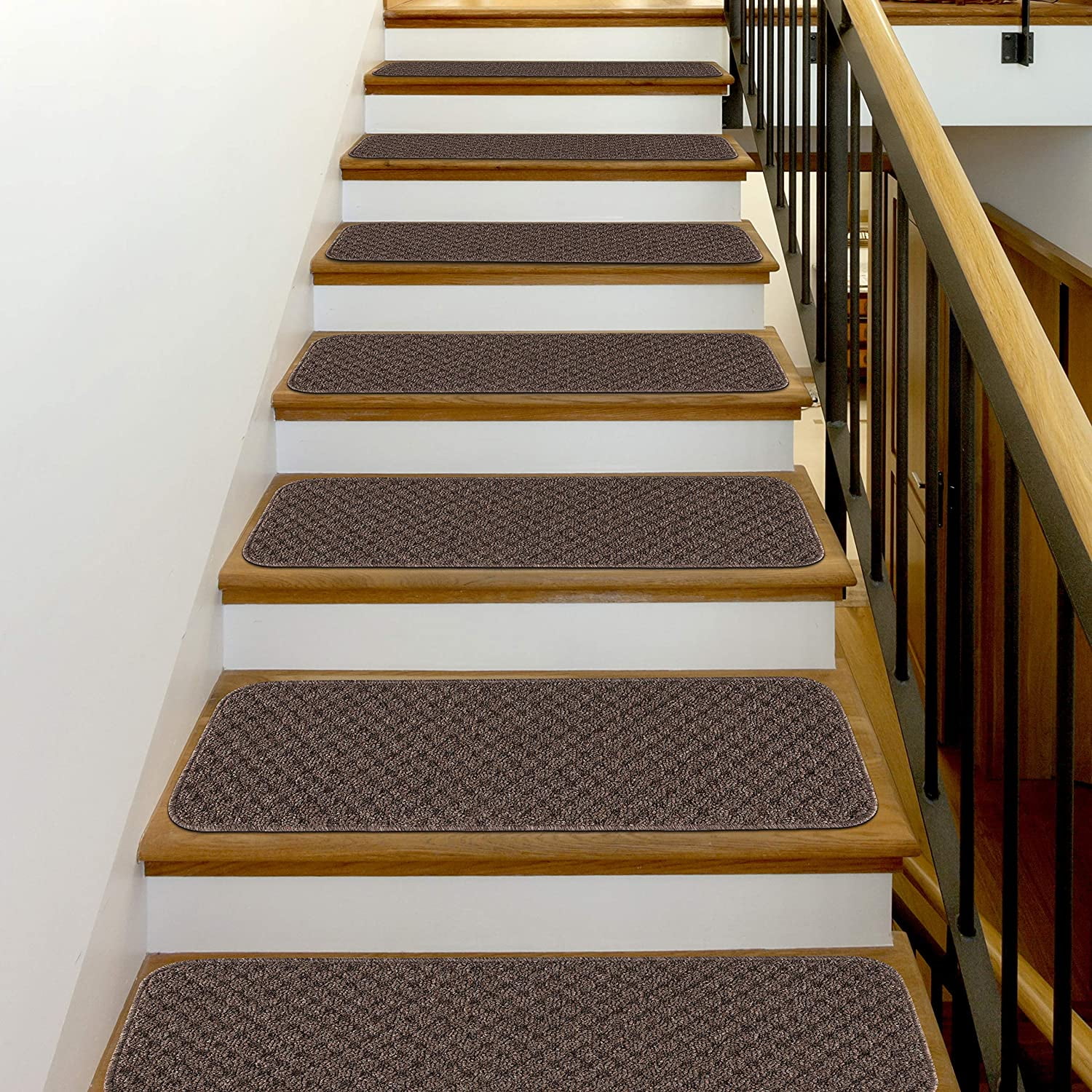 Indoor Non Slip Carpet Stair Treads 8.5"x26" Sets of 7 and 13 Waffle Pattern 