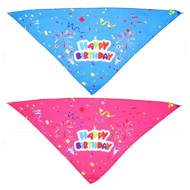 KAKOWELY 2 baberos de cumpleaños para perros y gatos con estampado creativo, elegantes toallas para la saliva.