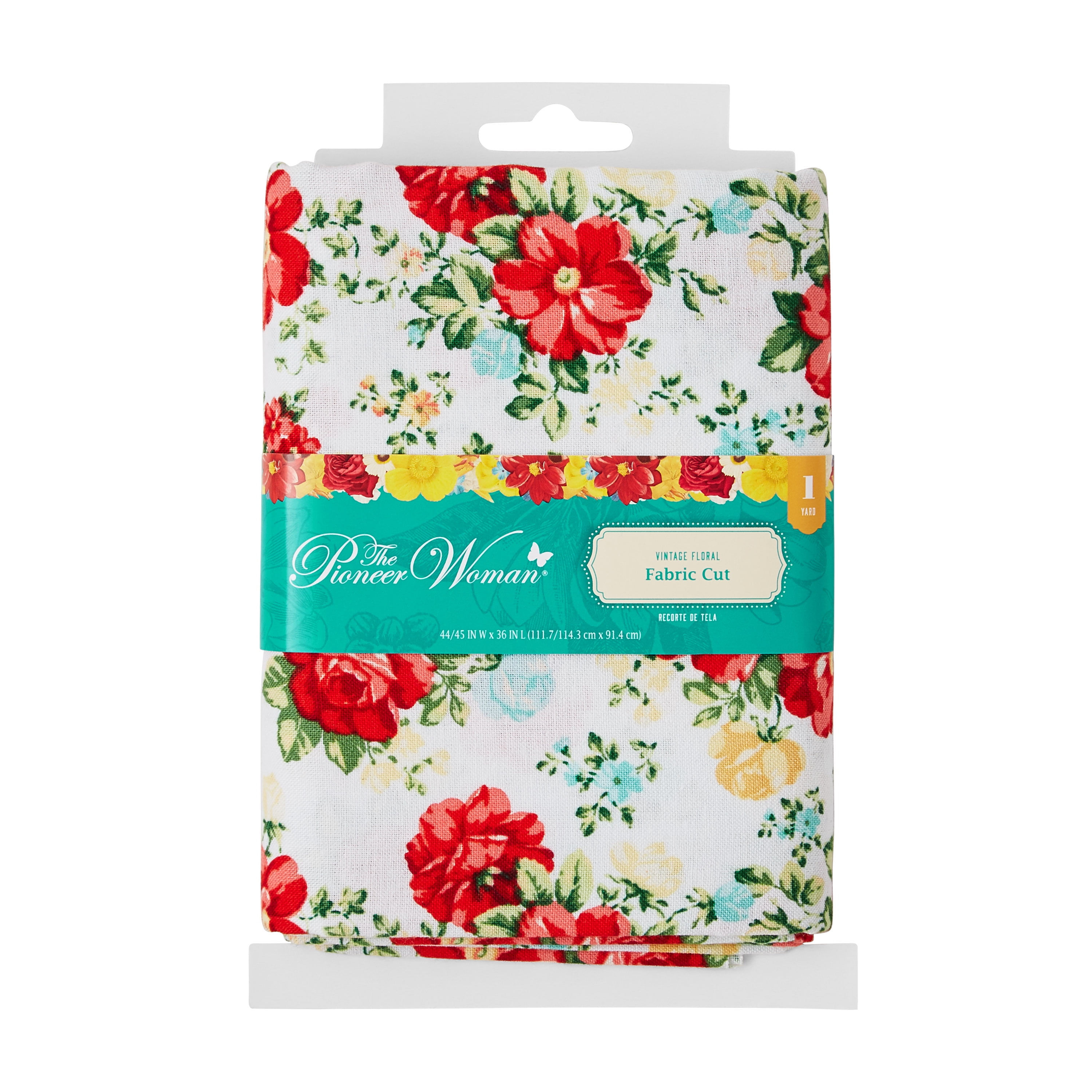 The Pioneer Woman 44' x 1 Yard Cotton Vintage Floral Fabric Precut, White