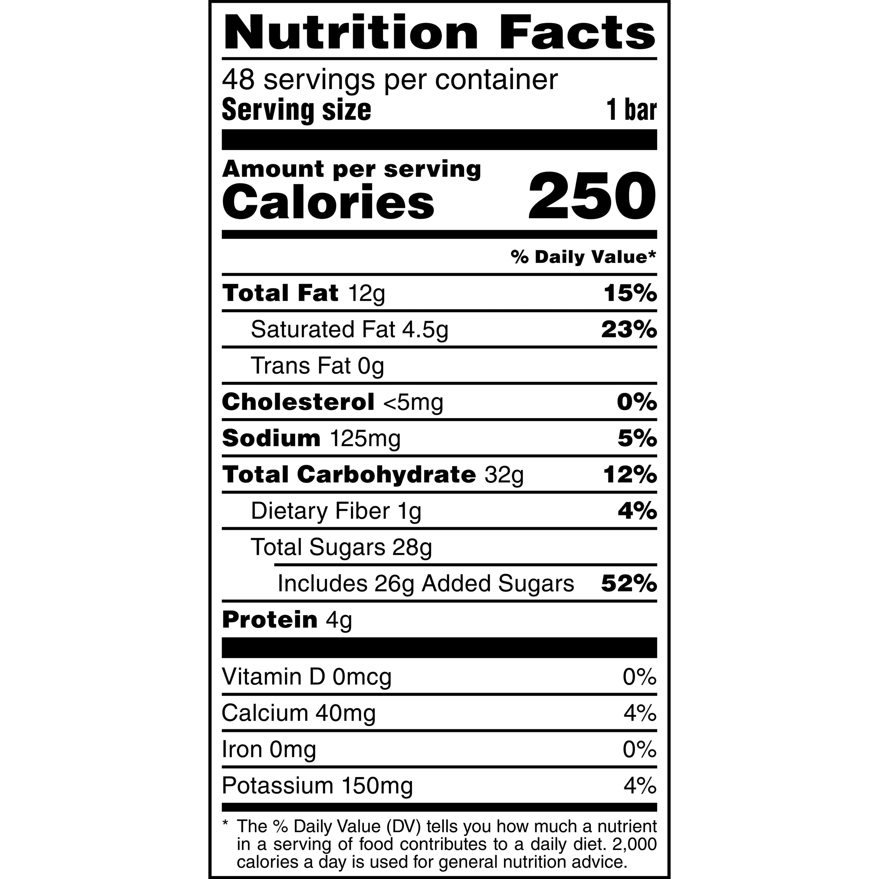 Snickers Bar Nutrition Label