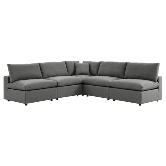 Modular Lounge Sectional Deep Sofa Set, Charcoal Grey Gray, Fabric, Modern Contemporary, Outdoor Patio Balcony Cafe Bistro Garden Furniture Hotel Hospitality