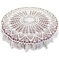 thumbnail image 1 of Nappe Ronde en Dentelle Crochetée Faite à la Main Fleurs Blanches Nappe Napperon Napperons Napperon Chemin de Table pour Meubles Mariages 80cm Idéal, 1 of 7