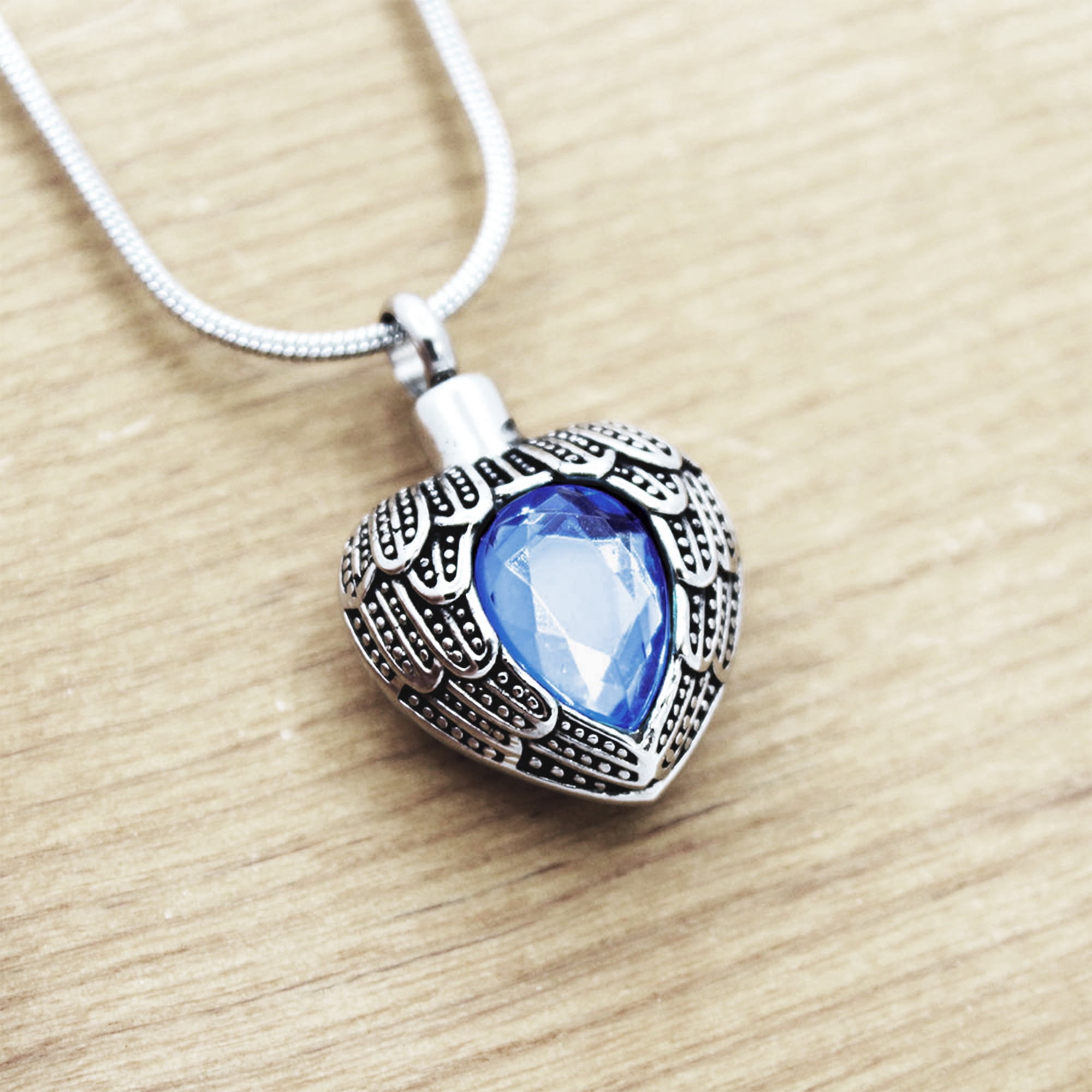 Anavia Cremation Necklace Urn Pendant Memorial Jewelry Angel Birthstone Heart Ashes Container with Free Funnel Kit and Velvet Jewelry Box [December]