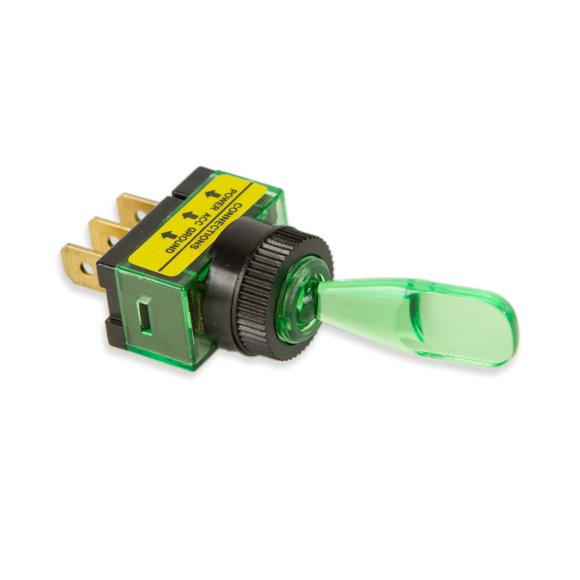 WirthCo Interrupteur Multi-Usage 20501 12 Volts; 20 Ampères; Interrupteur Automobile à Bascule; Illuminé; Vert
