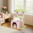 thumbnail image 6 of Zimtown 33in Jelly Pink Cat Tree, Multi-Level Playground with Scratching Post, Perch & Plush Bed, 6 of 7