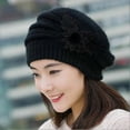thumbnail image 3 of Women Beanies Winter Hats Women Fashion Womens Flower Knit Crochet Hat Winter Warm Cap Beret Women hats Winter Warm, 3 of 3