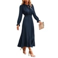 thumbnail image 1 of Vestido PRETTYGARDEN 2025 Primavera Otoño Midi Azul Marino Talle S, 1 of 8