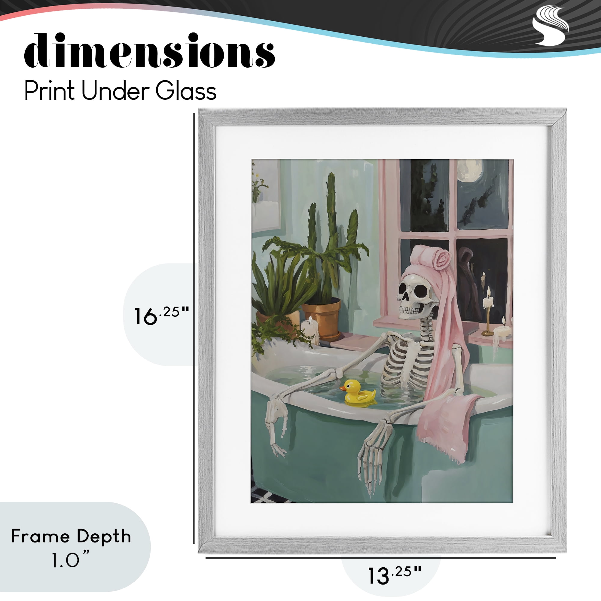 Stupell Industries Midnight Soak Skeleton Gray Framed Print Under Glass, design by The Prints Vibe