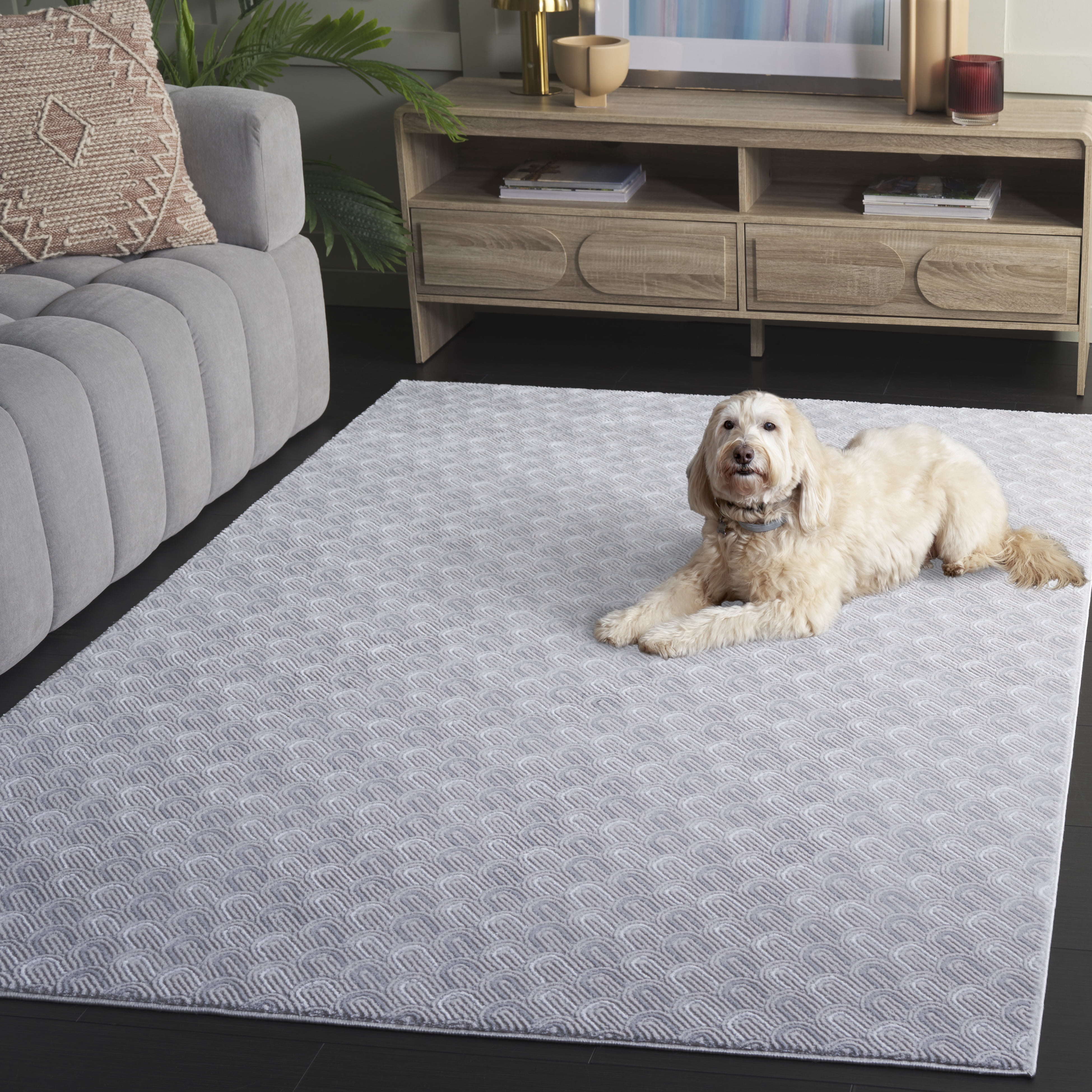 SAFAVIEH Slate Jenessa Geometric Area Rug, Beige/Grey Ivory, 4' x 6'