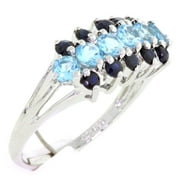 Genuine Blue Topaz & Sapphire Gemstone Band Ring