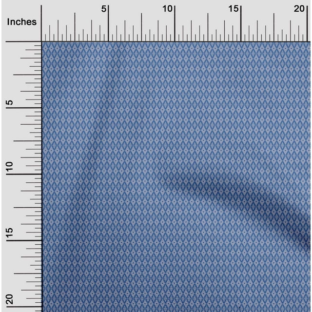 oneOone Polyester Lycra Blue Fabric Diamond Shape Geometric Craft Projects Decor Fabric Printed By The Yard 56 Inch Wide