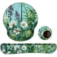 thumbnail image 1 of shiyou-Keyboard Wrist Rest, Ergonomic Mouse Pad Wrist Support, Memory Foam Wrist Rest, Anti-Slip Base, Mousepad with Coaster for Computer Keyboard Office Home, Green Plant Flowers, 1 of 4
