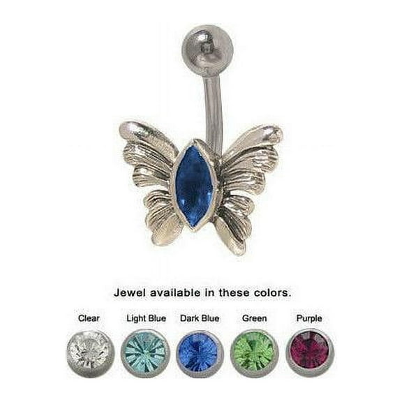 Butterfly Belly Ring Surgical Steel with Jewel