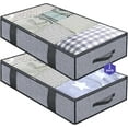 thumbnail image 1 of Solutions de Rangement sous le Lit, Conteneurs Pliables de Grande Taille avec Grande Fenêtre Transparente pour Rangement Domestique Multi-Usage, Lot de 2 Gris Effet Lin, 1 of 6