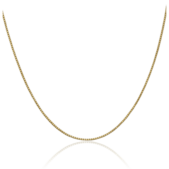 10K Solid Yellow Gold 1mm Box Link Chain Necklace