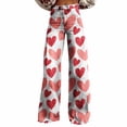 thumbnail image 2 of Delayuji Women's Pants Heart Printed Casual Wide Leg Pants Valentine's Day, 2 of 4