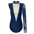 thumbnail image 3 of inhzoy Asymmetric Leotards for Women Shiny Rhinestone Gymnastics Dance Bodysuit Navy Blue XXL, 3 of 7