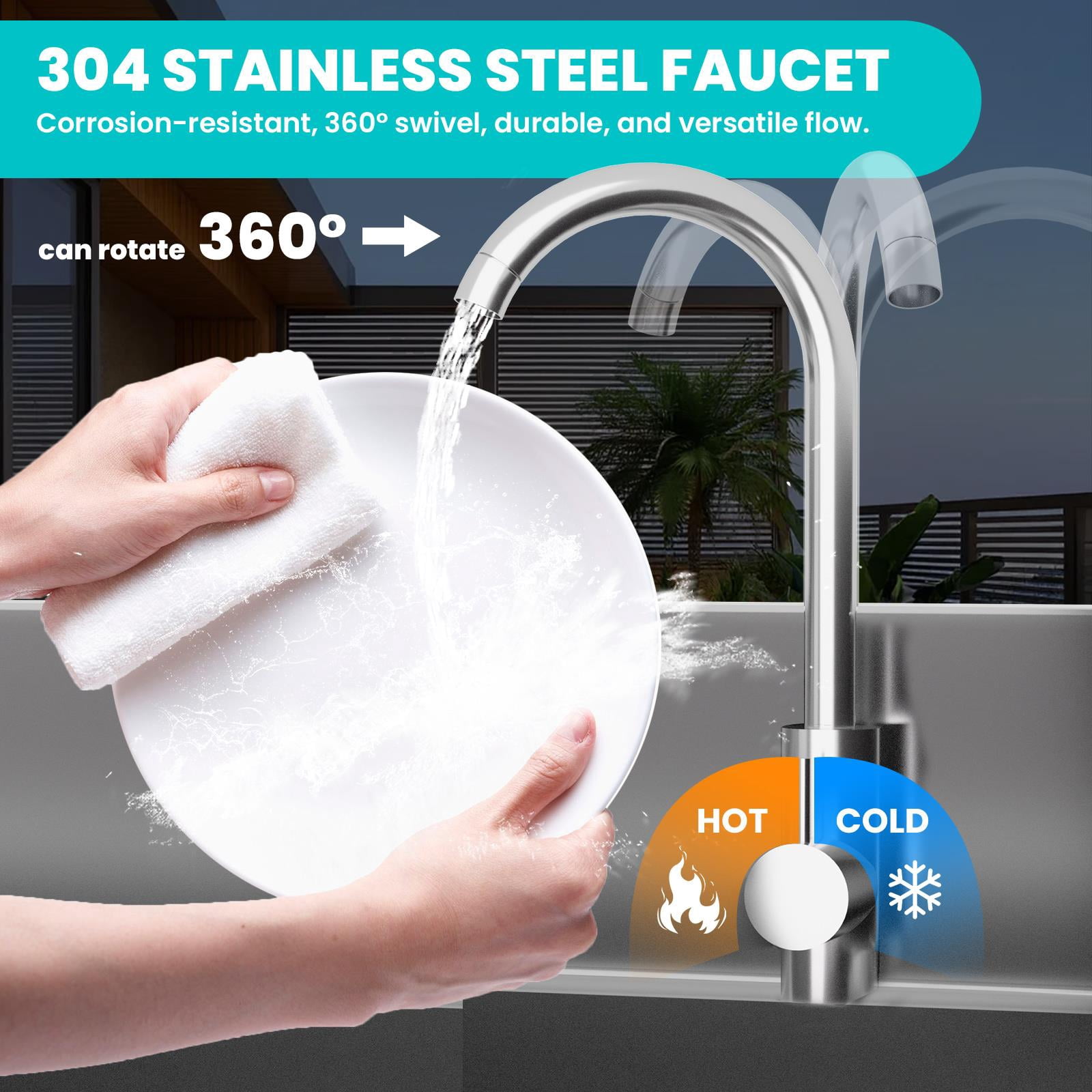 Drawer Stainless Steel Utility Sink,Free Standing Utility Sink With Faucet And Storage Drawer,1.2mm Thick 201 Stainless Steel,Stainless Steel Commercial Sink For Indoor Or Outdoor Use,Silver