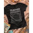 thumbnail image 4 of Tstars Women's Teacher T-Shirt - Back to School Style - Teacher Nutritional Facts Print - Perfect Humor Gift for Teachers - Classroom-Themed Casual Wear - 100% Cotton Teacher Appreciation T-Shirt, 4 of 6