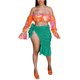 thumbnail image 3 of VISgogo, media falda fruncida para mujer, verano, estilo informal, Color sólido, cintura alta, con lazo, falda Midi de vacaciones con volantes divididos VISgogo moda, 3 of 9