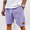 thumbnail image 2 of Men's Premium Corduroy Shorts Retro Urban Casual Elastic Waist Drawstring Loose Fit Daily Shorts with Pockets 2026 Purple S, 2 of 6
