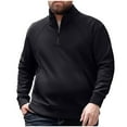 thumbnail image 2 of Elvqul Sweatshirts for Men with Pockets Crewneck Zip Pullover Long Sleeve Plain No Hood Mens Sweatshirts Black, 2 of 9