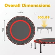 JOZ Mini Trampoline, 40 inch Fitness Trampoline with Bungees,Rebounder Trampoline for Adults/Kids, Workout 300 lb Weight