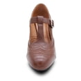 thumbnail image 3 of MUBUPUXU Women'S Vintage T-Strap Buckle Brogue mary Janes Oxford Mid Heels Shoes Brown, US 10.5, 3 of 8