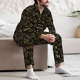 thumbnail image 5 of Salouo Gold Pinecone Merry Christmas Print Button-Front Long Sleeve Pajama Set for Men, Soft 2Pjs Men's Long Sleeve Sleepwear -Large, 5 of 7