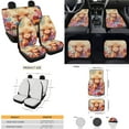 thumbnail image 4 of Yuyamidu Highland Cow Car Seat Covers Full Set of 15 Dahlia Car Floor Mats Steering Wheel Cover Seat Belt Pad Cover Coasters Handbrake Cover Set Car Decor, 4 of 6