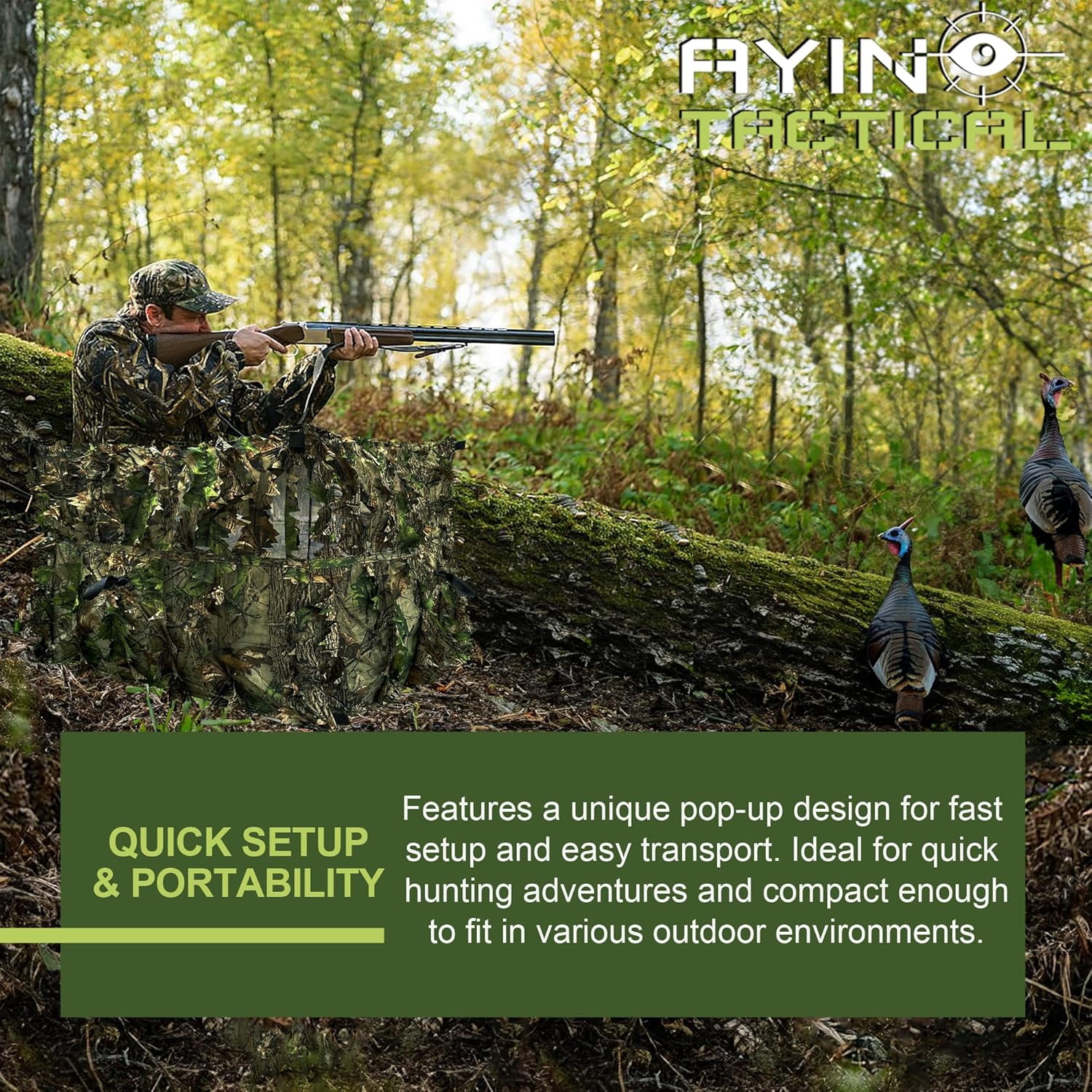 AYIN 3D Leaf Hunting Ground Blind, Portable 3-Panel Stalking Wall