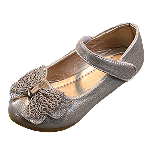 Sandales Filles Mode Été Décontracté Bout Rond Talon Bas Boucle Strass Nœud Chaussures Petite Fille Or 5.5-6 Ans