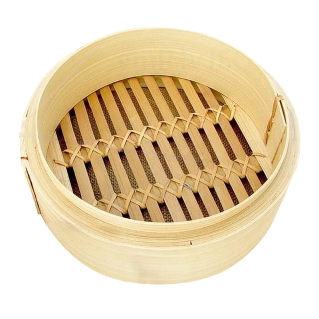 Canasta de vapor, canasta de vapor de bambú natural hecha a mano / tapa para albóndigas de alimentos, carne, verduras, sum, pescado, arroz Cesta de 9.1 pulgadas Soledad Cesta de vapor de bambú