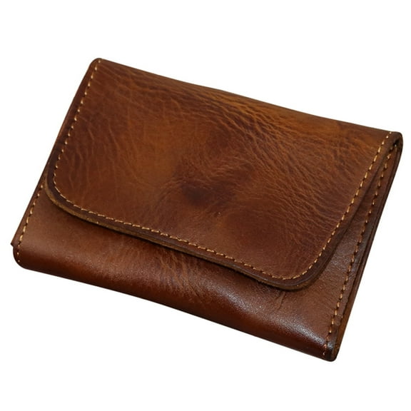 EUBUY Retro Genuine Leather Coin Purse Pouch Driver License Passport Change Wallet for Men Women Brown