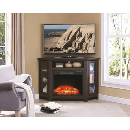 Home Source Bay Corner Plasma Tv Stand And Fireplace With 2 Glass
