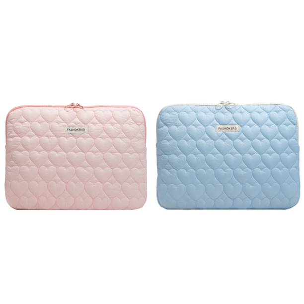 Funda para portátil de 15 pulgadas, bonita funda acolchada con forma de corazón para Business College (L), color rosa
