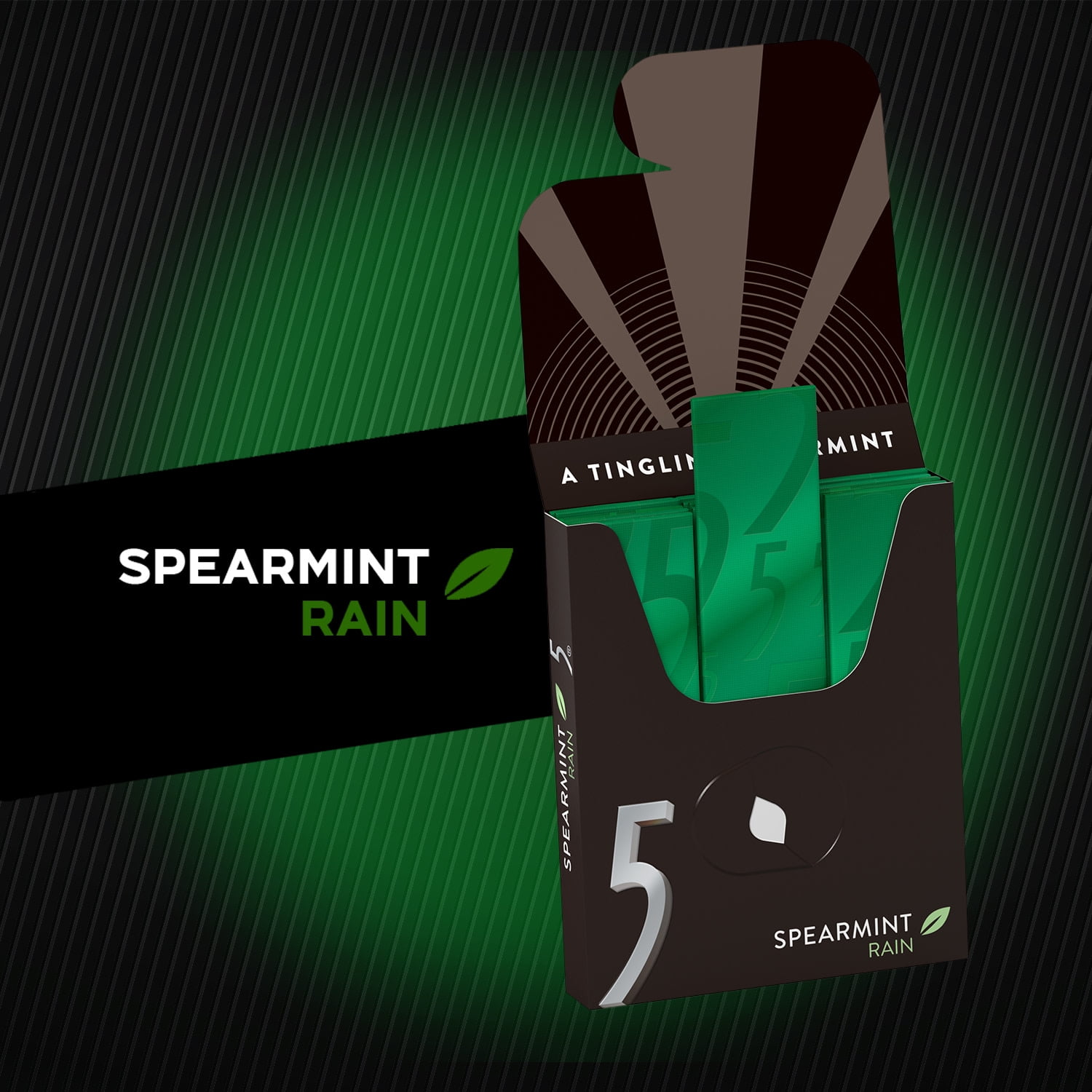 (3 pack) 5 Gum Spearmint Rain Sugar Free Chewing Gum - 15 Ct (6 pack)