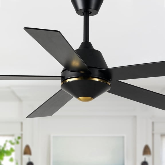 Cusp Barn 52" Black Modern Ceiling Fan with Remote Control, 6 Speeds Reversible Ceiling Fan for Bedroom, Living Room
