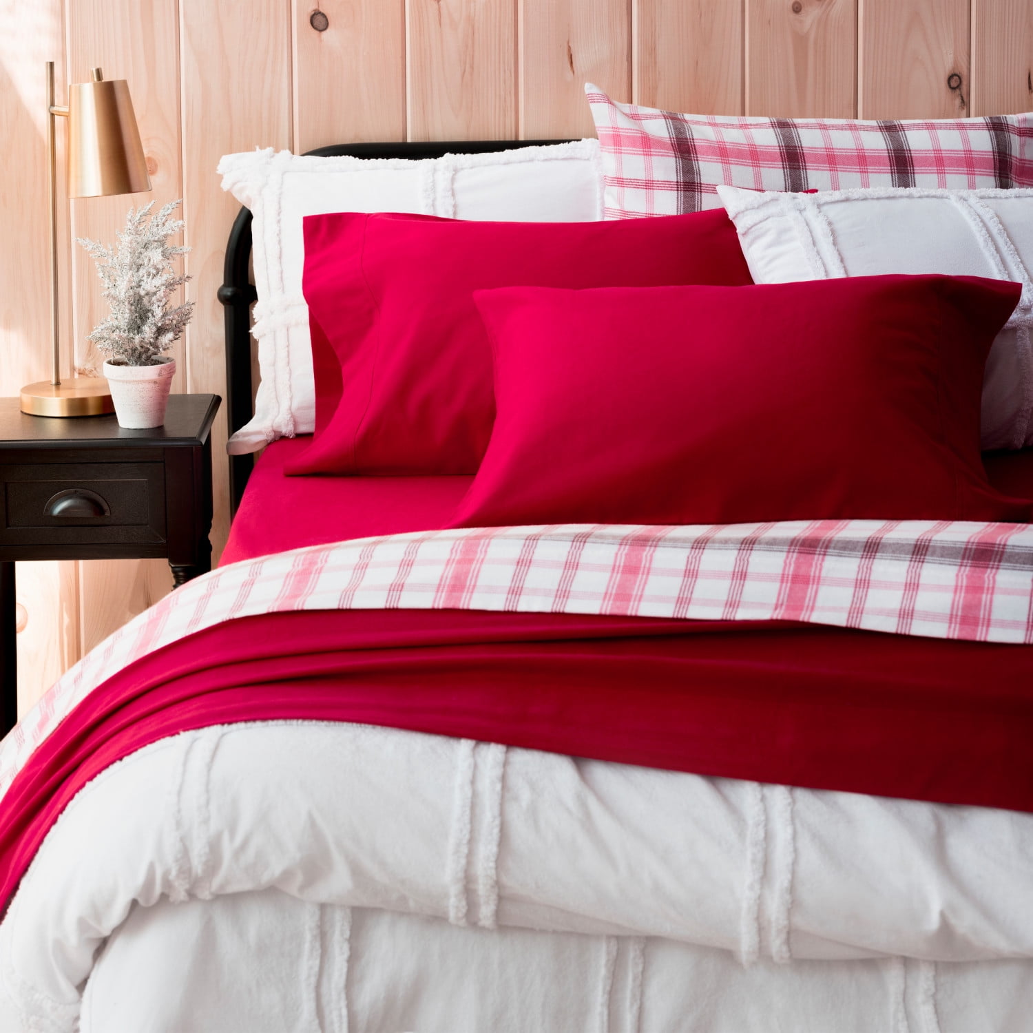 Martha Stewart Holiday Cotton Flannel Solid Sheet Set, 180 GSM, Full