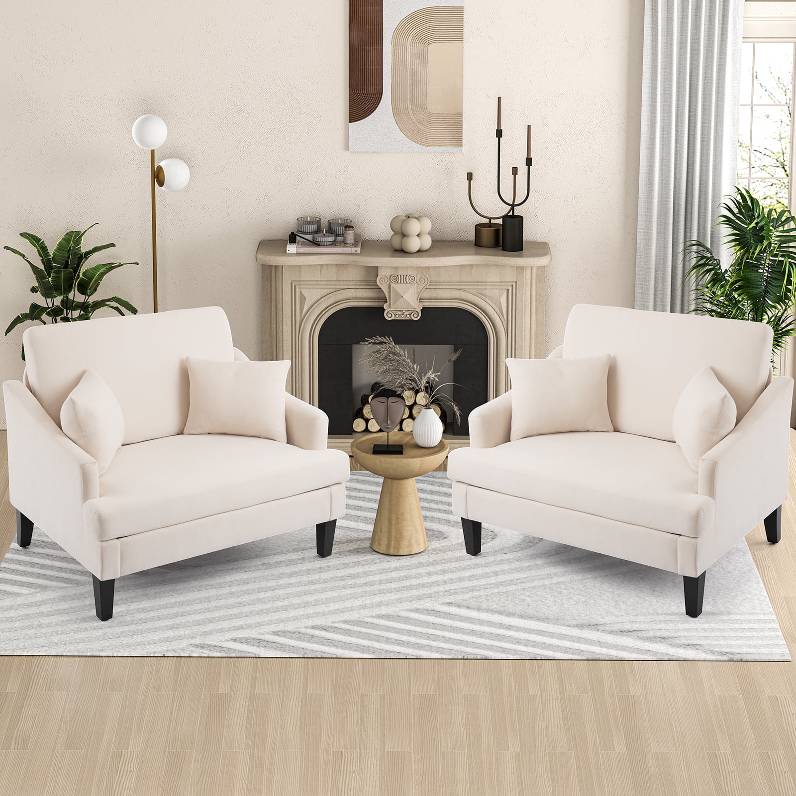 Bezseller Oversized Accent Chair with High Back, Armchair for Living Room or Bedroom, Beige