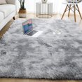 thumbnail image 5 of Soft Carpet Living Room Carpet Anti Slip Fluffy Bedroom Carpet Shaggy Carpet Floor Mat Large for Hallway Bedroom (Grey/White, 140 * 200), 5 of 5