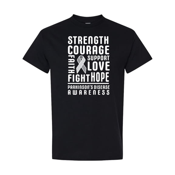 Inktastic Parkinson Disease Awareness Strength Courage and Support T-Shirt