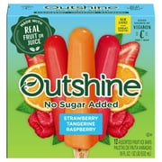 Outshine Strawberry, Tangerine, and Raspberry Frozen Fruit Bars Variety Pack, No Sugar Added, 12 Count