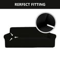 thumbnail image 4 of Golden Linens 2 pcs SlipCover Set for Sofa & Loveseat Stretch ((4 Way)) to Fit /Slipcovers Set, Furniture Protector Cover Set, Wrinkle Free# Yafa Black, 4 of 7